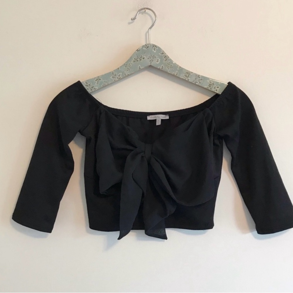 Charlotte Russe | Black Bow Crop Top